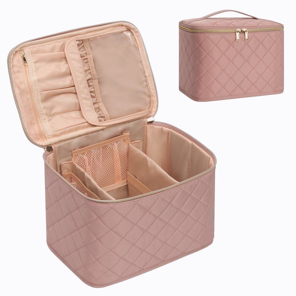 Pink Makeup Bag,travel Large Capacity Cosmetic Bags For Women Large Travel🤚